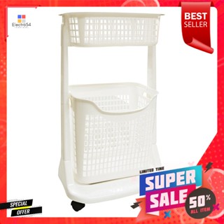 ตะกร้าผ้าBasket2 มีล้อ2ชั้นรุ่น 1020สีขาวPlasticLaundry Basket2 #1020 Steps