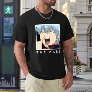 เสื้อยืดสไตล์เกาหลี Gintama อะนิเมะ Sakata Gintoki คางุระคลาสสิกตลกพิมพ์ฤดูร้อนแขนสั้นบาง 100% ผ้าฝ้ายหลวมสบาย ๆ เส_08