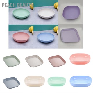 Peach Beauty จานอาหารค่ำบนโต๊ะอาหารฟางข้าวสาลี PP อาหารเย็นสำหรับจานผลไม้เสิร์ฟซอสจิ้ม