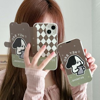 เคสโทรศัพท์มือถือหนัง PU ฝาพับ ลายลูกสุนัขน่ารัก สําหรับ iPhone 12PROMAX 14PROMAX 11 11PROMAX 12 12PRO 13 13PRO 13PROMAX 14 14PRO 14Plus