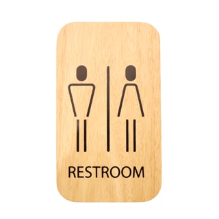 The Woods Tale ป้ายห้องน้ำ "RESTROOM" SIGN ไม้แท้