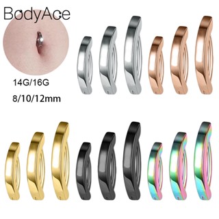 Bodyace จิวเจาะสะดือ หน้าท้อง สเตนเลส คริสตัล สีเงิน ทอง 14 กรัม 16 กรัม 1 ชิ้น