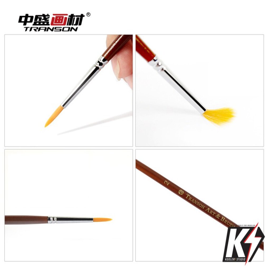 เซ็ทพู่กันหัวกลมปลายแหลม 7 เบอร์ ด้ามไม้ #พู่กันสีน้ำ สำหรับเพ้นท์กันพลา กันดั้ม Gundam พลาสติกโมเดลต่างๆ