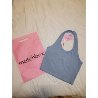 เสื้อคล้องคอ เสื้อครอป คล้องคอ ผ้าร่อง matchbox