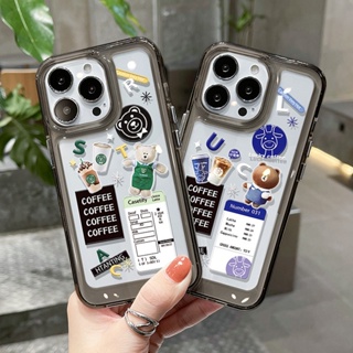 เคสโทรศัพท์มือถือ แบบใส ลายการ์ตูนหมี กาแฟ สําหรับ Samsung Galaxy A73 A54 A53 A34 A33 A23 A14 A13 A04S 4G 5G