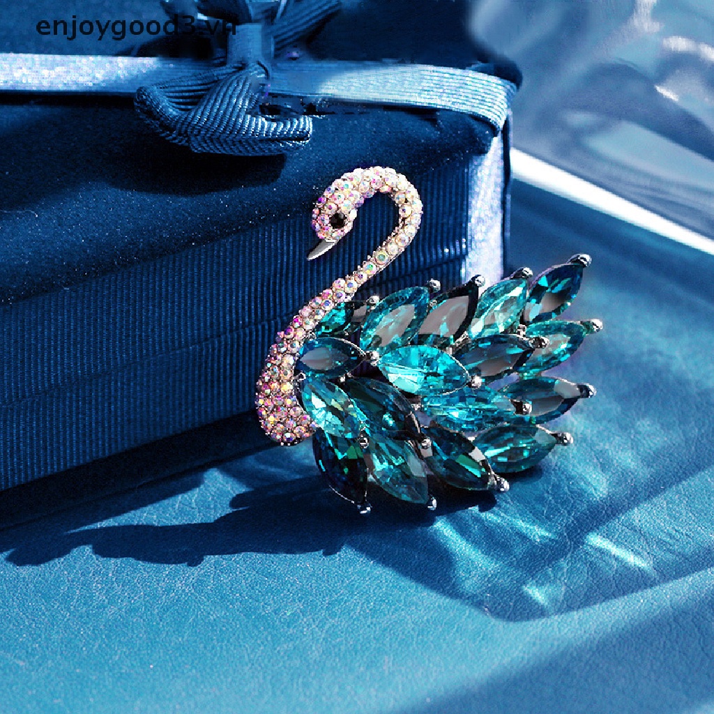 //เพลิดเพลินไปกับช้อปปิ้ง // 1 ชิ้น Rhinestone Swan เข็มกลัด Blue Gradient Swan เข็มกลัด Elegant Coa