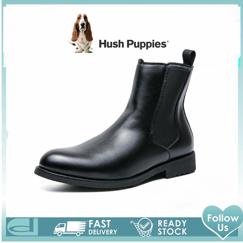 Hush ลูกสุนัขรองเท้าผู้ชาย Hush Puppies ผู้ชายรองเท้า High Cut รองเท้าหนังรองเท้าสําหรับชายรองเท้า M