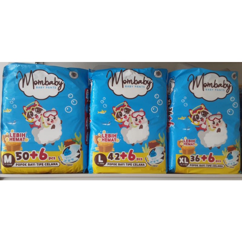 MOMBABY PANTS M50+6 / L42+6 / XL36+6 / XL22+4/ XXL32+6 NEW PACKAGING
