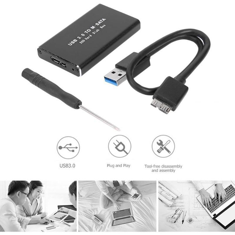 Msata to USB 3.0 SSD Enclosure ฮาร์ดไดรฟ์ภายนอกกล่องดิสก์สําหรับ 30x50 มม.30x30 มม.MSATA SSD