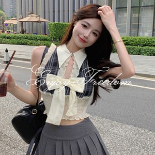 Enjoy Freedom เสื้อกั๊กสตรีใหม่เซ็กซี่ Ruffle Stitching เสื้อแขนกุดสั้น