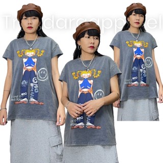 เสื้อยืด korea vintage style code:2971 เทาอ่อน