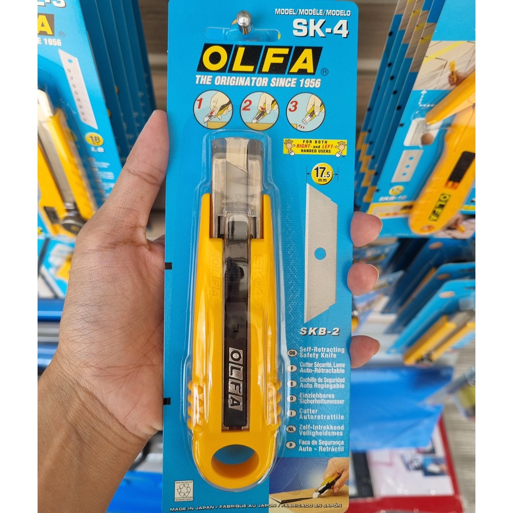OLFA มีดคัตเตอร์เซฟตี้ SK-4 ขนาด 17.5 มม.งานกรีดกล่องลัง บรรจุภัณฑ์