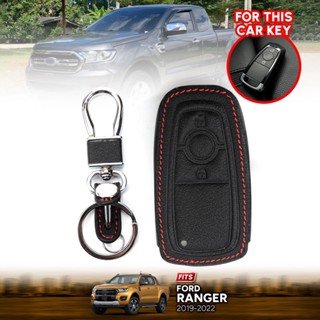 ซองหนัง ใส่กุญแจรีโมทรถยนต์ พร้อมพวงกุญแจ รุ่น ฟอร์ด เรนเจอร์ FORD RANGER ปี 2018 - 2022 สีดำ 1 ชิ้น