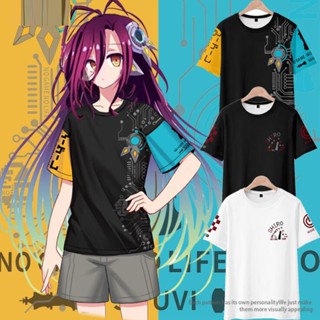 Kaus เครื่องแต่งกายคอสเพลย์ อะนิเมะญี่ปุ่น NO GAME NO LIFE Kaus Oblong Crewneck Man Woman Sora Shiro Jibril Zero Shuvi Mirai Stephanie 3D