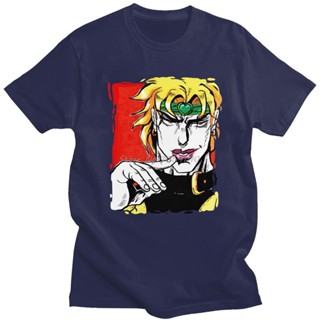 T-Shirtเสื้อยืดแขนสั้น ผ้าฝ้าย พิมพ์ลายอนิเมะ Cool Dio Brando Jojo Bizarre Adventure สําหรับผู้ชาย S-5XL