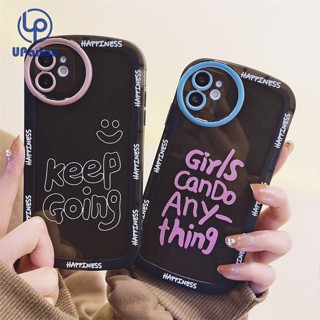 Upaitou Case🌞Compatible For iPhone 14 13 12 11 Pro Max X XR Xs Max 8 7 6 6s Plus SE 2020 เคสโทรศัพท์มือถือ TPU นิ่ม พิมพ์ลายตัวอักษรภาษาอังกฤษ Keep Going Girl สําหรับ