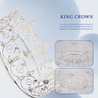 Royal King Crown หมวกมงกุฎโลหะ ทรงกลม อุปกรณ์เสริม สําหรับผู้ชาย เหมาะกับงานปาร์ตี้วันเกิด