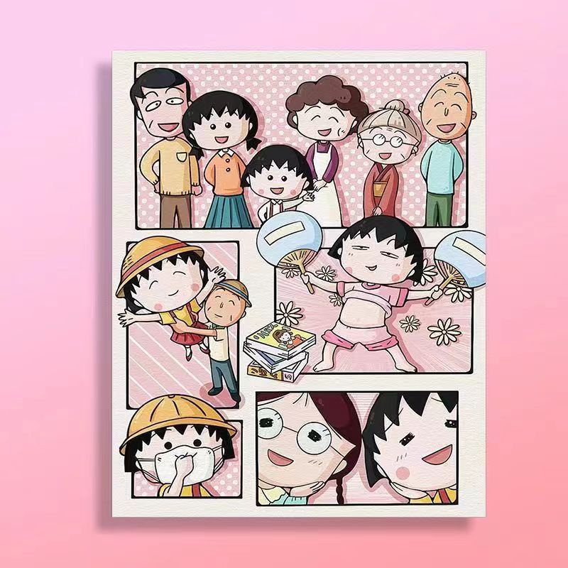 Nong Yang 30*40cm-ระบายสีตามตัวเลขการ์ตูน/ระบายสีตามตัวเลขการ์ตูน Chibi Maruko-chan/รูประบายสีตามตัว