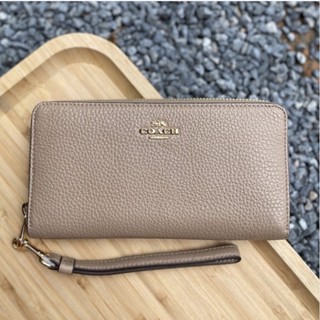 🎀 (สด-ผ่อน) กระเป๋าสตางค์ซิปรอบ มีสายคล้อง สี Taupe COACH C3441 C4451 LONG ZIP AROUND WALLET