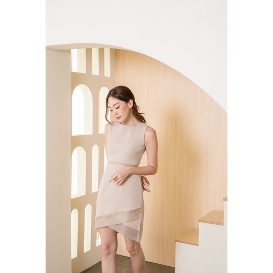 Tulip dress (Beige, Pink rose)