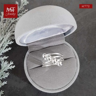 MT แหวนเงินแท้ ประดับ บอลกลม  4ลูก ไซส์: 47, 49, 54, 55, 58 Solid 925 Sterling Silver Ring (sr772) MT Jewelry มณีธารา