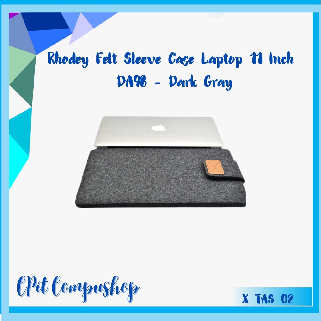Rhodey Felt Sleeve Case Laptop 11 Inch - DA98 - สีเทาเข้ม