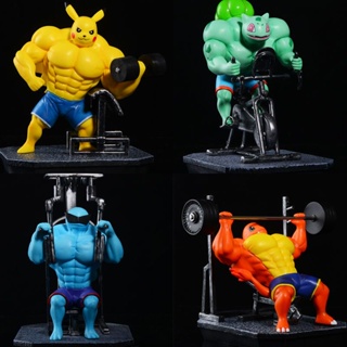 [พร้อมส่ง] ตุ๊กตาฟิกเกอร์ โปเกม่อนกล้ามเนื้อ GK Muscle Macho Fitness Frog Seed Little Fire Dragon Pikachu Jenny