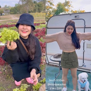0-535sn เสื้อครอปแขนยาวไหมพรมคอเต่า จัดได้ไม่มีซ้ำ ไหมพรมคอเต่า สวยมาก น่ารักน่าตำ