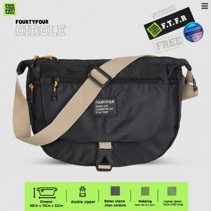 FourtyFour Circle Sling Bag - กระเป๋าสะพายข้างผู้หญิง - สีดํา L6E0