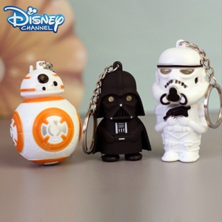 Disney Anime Star Wars พวงกุญแจเด็ก Yoda สีดำ Darth Vader จี้ Luminous Sounding Led สีดำ Samurai Key Chain ของขวัญเพื่อน