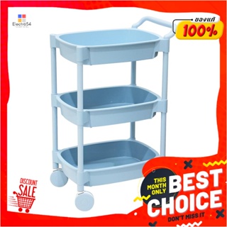 3-TIER ชั้นวางของ 3 ชั้น มีล้อ STACKO 49.8x33x81 ซม. สีฟ้า3-TIER UTILITY CART STACKO 49.8X33X81CM LIGHT BLUE