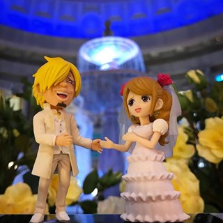 Sanji &amp; Pudding Wedding ของแท้ JP แมวทอง - WCF Banpresto [โมเดลวันพีช] (2 ตัว)