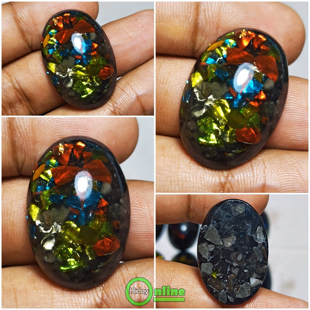 KALIMAYA BLACK OPAL JARONG GEM BIG SIZE CHATAM [RESIN MATERIAL]