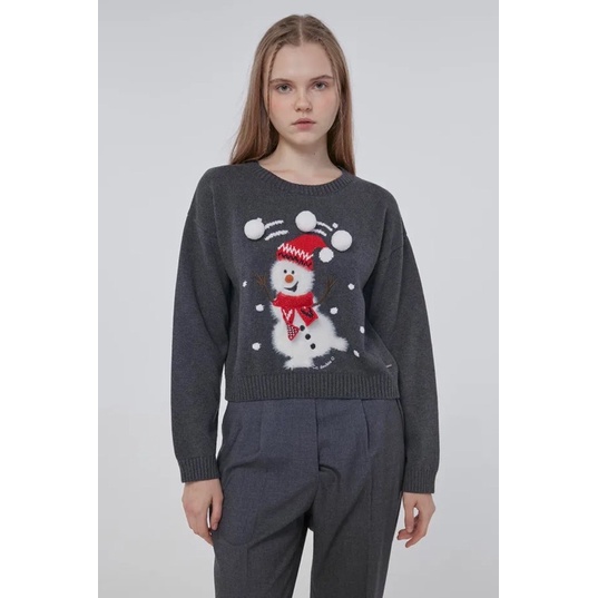 New! cc-oo SNOWMAN CROPPED SWEATER WITH FUZZY size M