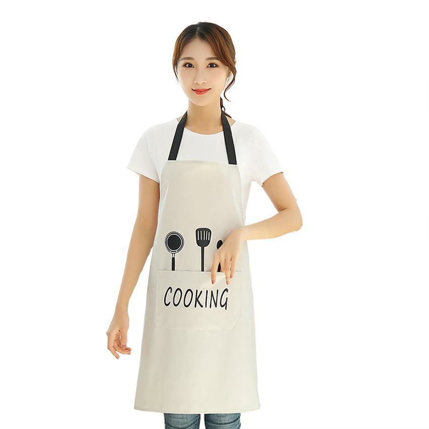 Vodca-ผ้ากันเปื้อนสำหรับทำอาหาร ป้องกันน้ำและน้ำมัน ทำความสะอาดง่าย ผ้าโพลีเอสเตอร์เคลือบกันน้ำ รุ่น QB-104