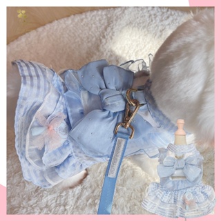 Glitter Pooch Harness ชุดรัดอก สายจูง เสื้อผ้า สุนัข, หมา, แมว, สัตว์เลี้ยง พร้อม สายจูง รุ่น Sweetie Lollipop Blue