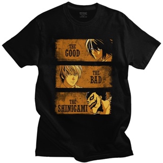 เสื้อยืดแขนสั้น ผ้าฝ้าย พิมพ์ลายอนิเมะ Death Note Yagami L Shinigami Ryuk สไตล์คลาสสิก สําหรับผู้ชาย_12