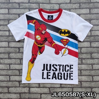 เสื้อเด็กผู้ชาย Justice League  เนื้อผ้าคอตตอนสีขาว S-M-L-XL พร้อมส่ง JL650587