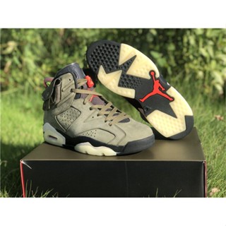 Y5eh Travis Scott x Air Jordan 6 "Medium Olive" 2019 CN1084-200 รองเท้าบาสเก็ตบอล TIR3