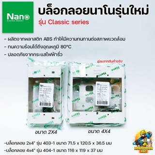 NANO บล็อกลอยนาโน บล็อคลอย บล็อคไฟ  2"x4" และ 4"x4" รุ่นใหม่  สีขาว Box Swith ของแท้