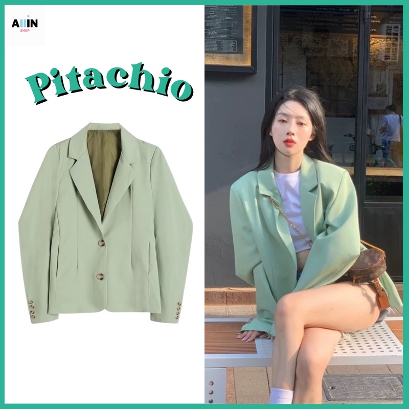 พร้อมส่ง🪴Pitachio Blazer เสื้อเบลเซอร์ ชุดทำงาน สไตล์เกาหลี