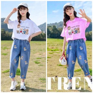 🌷ชุดเซทเสื้อ+กางเกงยีนส์ ชุดเด็กโต ชุดลูกสาว ชุดยีนส์ขายาวเด็ก แฟชั่นเด็กโตนำเข้า🌷 ***สินค้าพร้อมส่ง***