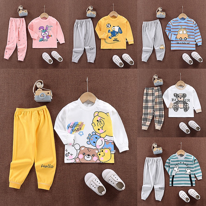 ชุดนอนเด็ก เสื้อแขนยาว+ขายาวเด็ก เสื้อผ้าเด็กน่ารักๆ มี 10 ลาย