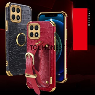 เคส Huawei Honor X40 เคส Honor X40i เคส Honor X30 เคส Honor X30i Case Honor X20 SE Case Honor X9 Case Honor X8 Cover Honor X7 Luxury Shockproof Softcase Crocodile Pattern Leather Wrist Strap Phone Case มือถือ ลายหนังจระเข้ พร้อมสายคล้องมือ หรูหรา