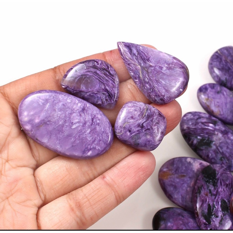 1 pc Natural Charoite 2-3 cm Polished Cabochon Stone / Top High Quality Stone / Jewelry Stone Healing Chakra.