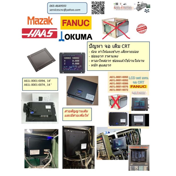 Fanuc LCD A61L-0001-0086 A61L-0001 0090, A61L-0001-0093, A61L-0001-0071, A61L-0001-0076, A61L-0001-0
