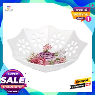 Edge ถาดเมลามีนขอบหยักเหลี่ยม Kassa Home รุ่น Yl088510 ขนาด 10 นิ้ว ลาย Peonysquare Edge Melamine Tray  Home Model Yl088