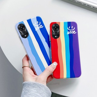 เคสโทรศัพท์มือถือ ซิลิโคนนิ่ม กันกระแทก ลายหน้ายิ้ม สีรุ้ง สําหรับ OPPO A78 5G OPPOA78