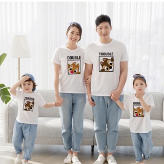 เสื้อยืดแขนสั้น พิมพ์ลาย Chip and Dale สีเหลือง สําหรับแม่ และเด็ก