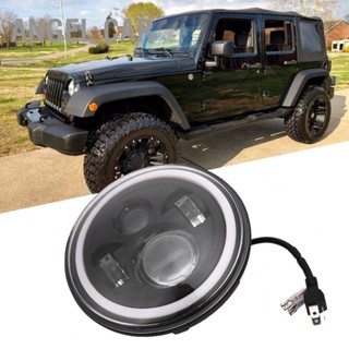 7inch Round LED Headlight Halo Angle Eyes Daytime Running Light Turn Signal Lamp